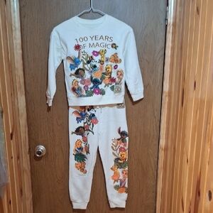 Disney White Kids Matching Set with Colorful Characters